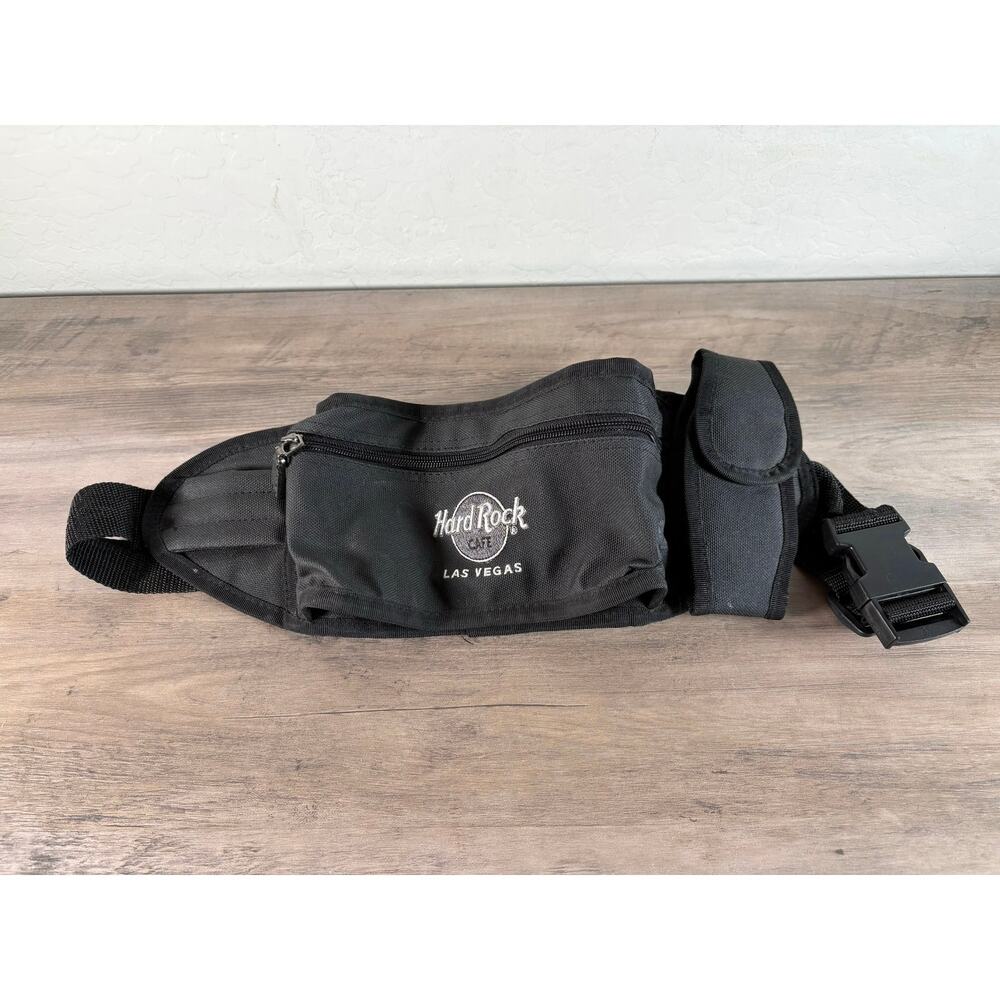 Hard Rock Cafe Belt Bag Fanny Pack Black Canvas‎ Adj Las Vegas Vintage 90's EUC